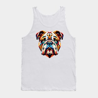 Vibrant Geometric Bulldog: Polygon Artwork Tank Top